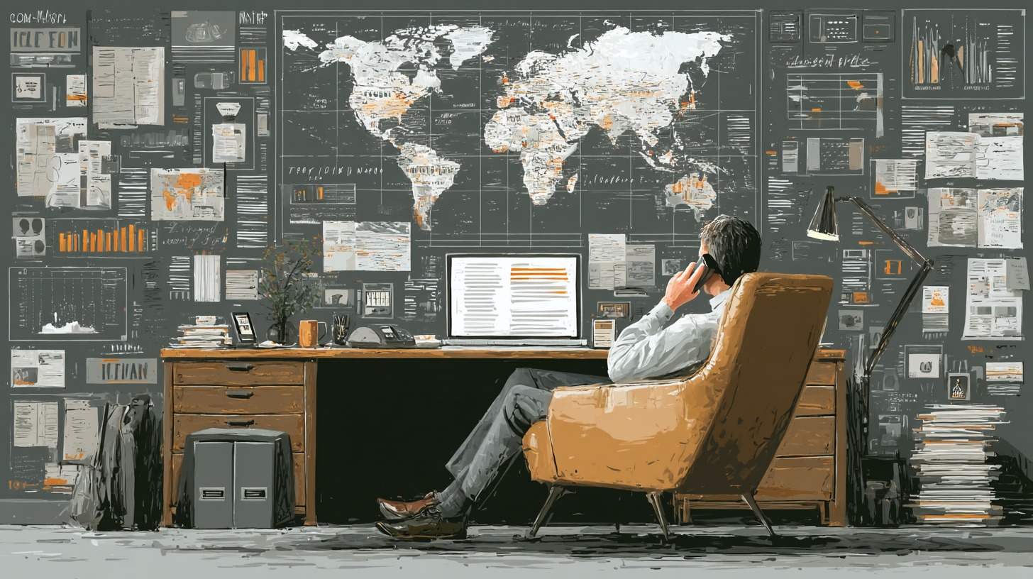 A man makes an international call